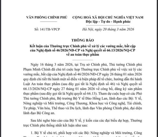 Chính phủ chỉ đạo gia hạn tạm dừng hiệu lực một số quy định về an toàn thực phẩm